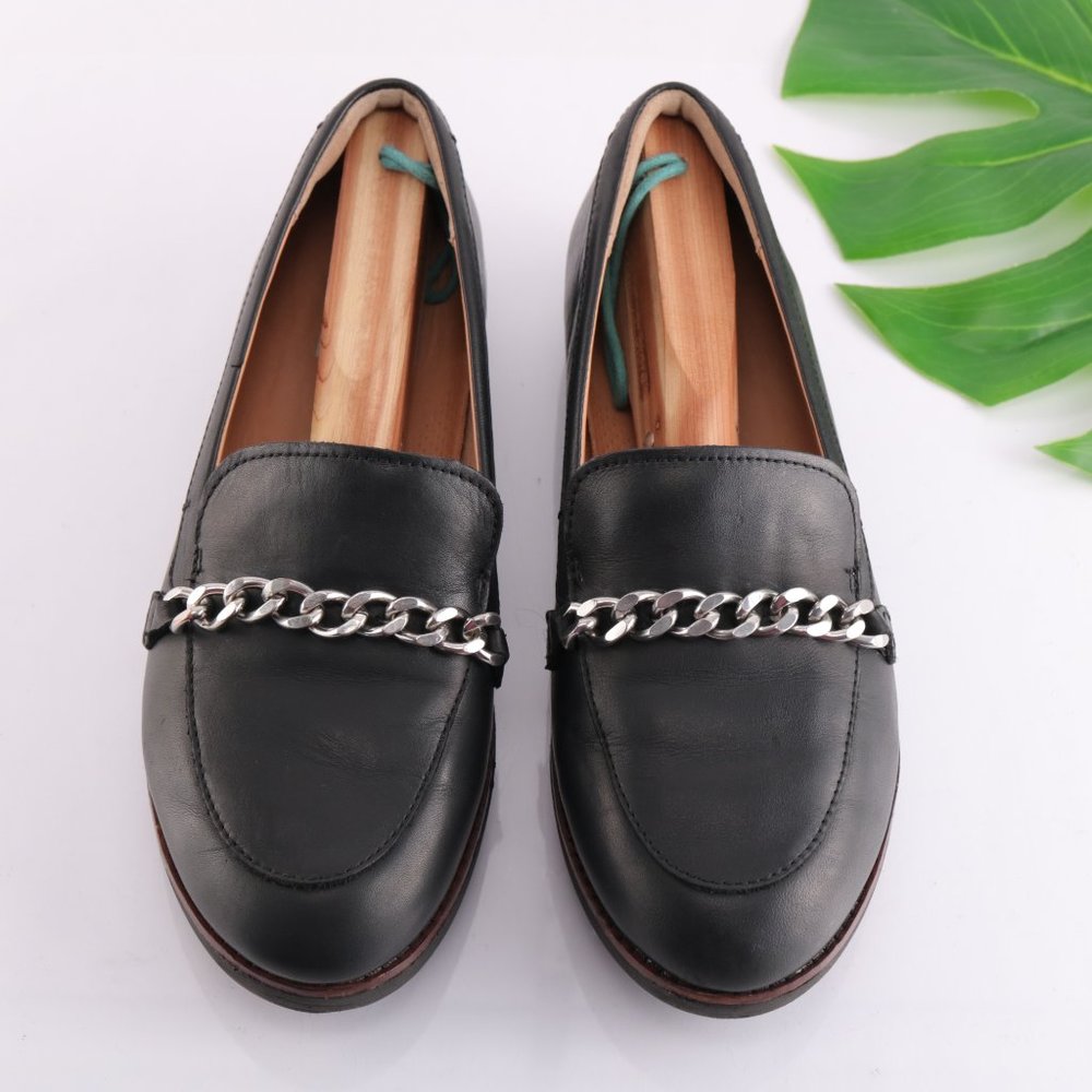 Fitflop Petrina Chain Loafer Platfrom Slip On Women 9 Black Leather Comfy Toning - Picture 1 of 14